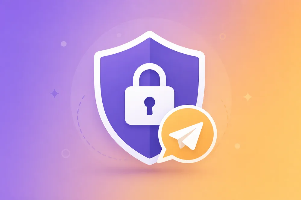 टेलीग्राम MTProto 2.0 सुरक्षा, बायोमेट्रिक लॉक और दो-चरणीय पासवर्ड सुरक्षा का चित्रण